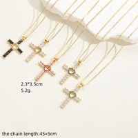Elegant Vintage Style Simple Style Cross Copper Plating Inlay Zircon 14k Gold Plated Pendant Necklace main image 8