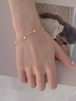 Glam Solid Color Solid Color Stainless Steel 18K Gold Plated Bracelets In Bulk main image 6