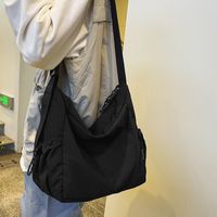 Unisex Nylon Solid Color Elegant Vacation Sewing Thread Square Zipper Shoulder Bag Messenger Bag sku image 5
