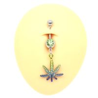 Elegant Sunflower Maple Leaf Stainless Steel Alloy Copper Epoxy Inlay Rhinestones White Gold Plated Gold Plated Belly Ring main image 2