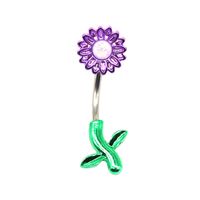 Elegant Sunflower Maple Leaf Stainless Steel Alloy Copper Epoxy Inlay Rhinestones White Gold Plated Gold Plated Belly Ring main image 3