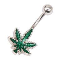 Elegant Sunflower Maple Leaf Stainless Steel Alloy Copper Epoxy Inlay Rhinestones White Gold Plated Gold Plated Belly Ring main image 6