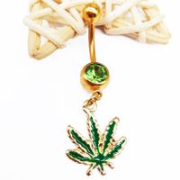 Elegant Sunflower Maple Leaf Stainless Steel Alloy Copper Epoxy Inlay Rhinestones White Gold Plated Gold Plated Belly Ring sku image 7