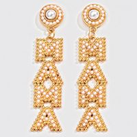 1 Pair Simple Style Letter Plating Inlay Alloy Pearl Gold Plated Drop Earrings main image 3