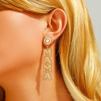 1 Pair Simple Style Letter Plating Inlay Alloy Pearl Gold Plated Drop Earrings main image 4