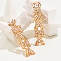 1 Pair Simple Style Letter Plating Inlay Alloy Pearl Gold Plated Drop Earrings main image 1