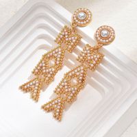 1 Pair Simple Style Letter Plating Inlay Alloy Pearl Gold Plated Drop Earrings main image 2