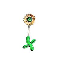 Elegant Sunflower Maple Leaf Stainless Steel Alloy Copper Epoxy Inlay Rhinestones White Gold Plated Gold Plated Belly Ring sku image 14