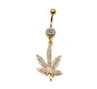Elegant Sunflower Maple Leaf Stainless Steel Alloy Copper Epoxy Inlay Rhinestones White Gold Plated Gold Plated Belly Ring sku image 9
