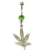 Elegant Sunflower Maple Leaf Stainless Steel Alloy Copper Epoxy Inlay Rhinestones White Gold Plated Gold Plated Belly Ring sku image 5