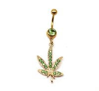 Elegant Sunflower Maple Leaf Stainless Steel Alloy Copper Epoxy Inlay Rhinestones White Gold Plated Gold Plated Belly Ring sku image 10