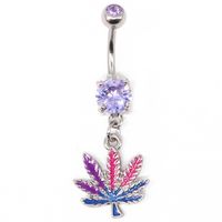 Elegant Sunflower Maple Leaf Stainless Steel Alloy Copper Epoxy Inlay Rhinestones White Gold Plated Gold Plated Belly Ring sku image 16