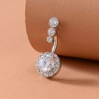 Casual Solid Color Sterling Silver Silver Plated Zircon Belly Ring In Bulk main image 4