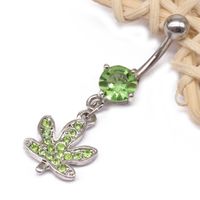 Elegant Sunflower Maple Leaf Stainless Steel Alloy Copper Epoxy Inlay Rhinestones White Gold Plated Gold Plated Belly Ring sku image 17