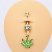 Elegant Sunflower Maple Leaf Stainless Steel Alloy Copper Epoxy Inlay Rhinestones White Gold Plated Gold Plated Belly Ring sku image 11