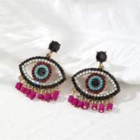 1 Pair Classical Vintage Style Exaggerated Devil's Eye Plating Inlay Alloy Pearl Zircon Drop Earrings main image 3