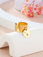 304 Stainless Steel 14K Gold Plated Simple Style Classic Style Plating Star Charm Rings main image 8