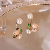 Fashion Bow Knot Alloy Plating Inlay Artificial Gemstones Pearl Women's Drop Earrings 1 Pair sku image 55