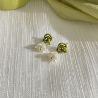 Fashion Bow Knot Alloy Plating Inlay Artificial Gemstones Pearl Women's Drop Earrings 1 Pair sku image 83