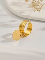 304 Stainless Steel 14K Gold Plated Retro Simple Style Roman Style Plating Solid Color Charm Rings main image 2