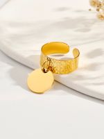 304 Stainless Steel 14K Gold Plated Retro Simple Style Roman Style Plating Solid Color Charm Rings main image 3
