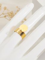 304 Stainless Steel 14K Gold Plated Retro Simple Style Roman Style Plating Solid Color Charm Rings main image 4