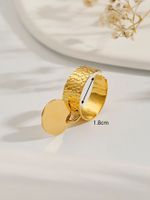 304 Stainless Steel 14K Gold Plated Retro Simple Style Roman Style Plating Solid Color Charm Rings main image 5