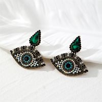 1 Pair Classical Vintage Style Exaggerated Devil's Eye Plating Inlay Alloy Pearl Zircon Drop Earrings sku image 4