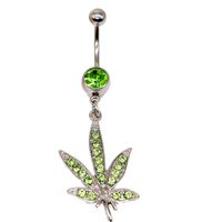 Elegant Beach Maple Leaf Coconut Tree Stainless Steel Alloy Copper Plating Inlay Rhinestones White Gold Plated Belly Ring main image 4