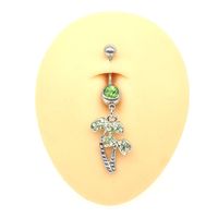 Elegant Beach Maple Leaf Coconut Tree Stainless Steel Alloy Copper Plating Inlay Rhinestones White Gold Plated Belly Ring main image 6
