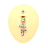 Elegant Beach Maple Leaf Coconut Tree Stainless Steel Alloy Copper Plating Inlay Rhinestones White Gold Plated Belly Ring main image 5