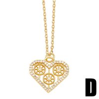 Modern Style Simple Style Heart Shape Key Copper Plating Inlay Zircon 18k Gold Plated Pendant Necklace main image 3
