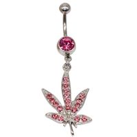 Elegant Beach Maple Leaf Coconut Tree Stainless Steel Alloy Copper Plating Inlay Rhinestones White Gold Plated Belly Ring main image 2