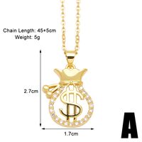 Modern Style Simple Style Heart Shape Key Copper Plating Inlay Zircon 18k Gold Plated Pendant Necklace sku image 1