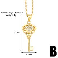 Modern Style Simple Style Heart Shape Key Copper Plating Inlay Zircon 18k Gold Plated Pendant Necklace sku image 2