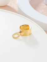 304 Stainless Steel 14K Gold Plated Retro Roman Style Plating Solid Color Charm Rings main image 6