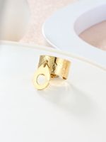 304 Stainless Steel 14K Gold Plated Retro Roman Style Plating Solid Color Charm Rings main image 4