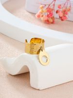 304 Stainless Steel 14K Gold Plated Retro Roman Style Plating Solid Color Charm Rings main image 3