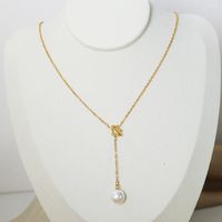 Lässig Stern Künstliche Perle Titan Stahl Überzug 18 Karat Vergoldet Halskette sku image 1