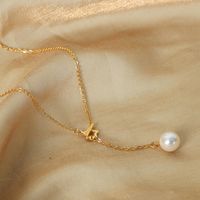 Lässig Stern Künstliche Perle Titan Stahl Überzug 18 Karat Vergoldet Halskette main image 1