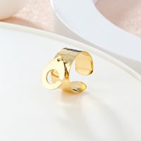 304 Stainless Steel 14K Gold Plated Retro Roman Style Plating Solid Color Charm Rings sku image 2