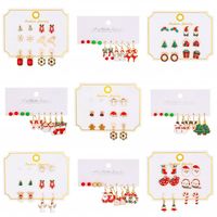 Cartoon Style Cute Classic Style Christmas Tree Santa Claus Bell Alloy Stoving Varnish Plating Inlay Rhinestones Zircon 18k Gold Plated Silver Plated Christmas Women's Jewelry Set main image 8