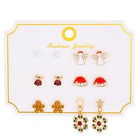 Cartoon Style Cute Classic Style Christmas Tree Santa Claus Bell Alloy Stoving Varnish Plating Inlay Rhinestones Zircon 18k Gold Plated Silver Plated Christmas Women's Jewelry Set main image 7