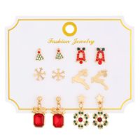 Cartoon Style Cute Classic Style Christmas Tree Santa Claus Bell Alloy Stoving Varnish Plating Inlay Rhinestones Zircon 18k Gold Plated Silver Plated Christmas Women's Jewelry Set main image 3