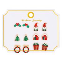 Cartoon Style Cute Classic Style Christmas Tree Santa Claus Bell Alloy Stoving Varnish Plating Inlay Rhinestones Zircon 18k Gold Plated Silver Plated Christmas Women's Jewelry Set main image 4
