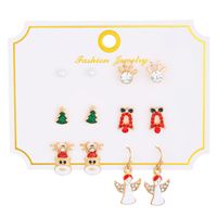 Cartoon Style Cute Classic Style Christmas Tree Santa Claus Bell Alloy Stoving Varnish Plating Inlay Rhinestones Zircon 18k Gold Plated Silver Plated Christmas Women's Jewelry Set main image 5