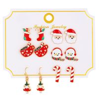 Cartoon Style Cute Classic Style Christmas Tree Santa Claus Bell Alloy Stoving Varnish Plating Inlay Rhinestones Zircon 18k Gold Plated Silver Plated Christmas Women's Jewelry Set main image 2
