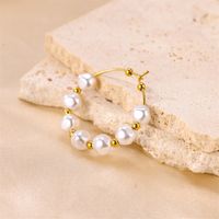 1 Pair Sweet Irregular Beaded Stainless Steel Baroque Pearls 18k Gold Plated Earrings main image 7