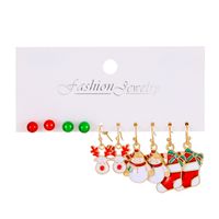 Cartoon Style Cute Classic Style Christmas Tree Santa Claus Bell Alloy Stoving Varnish Plating Inlay Rhinestones Zircon 18k Gold Plated Silver Plated Christmas Women's Jewelry Set sku image 2