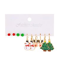 Cartoon Style Cute Classic Style Christmas Tree Santa Claus Bell Alloy Stoving Varnish Plating Inlay Rhinestones Zircon 18k Gold Plated Silver Plated Christmas Women's Jewelry Set sku image 3